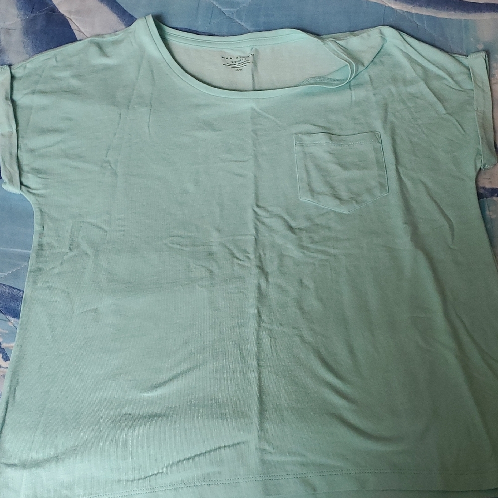 Max Studio Light Green Short Sleeve Tee